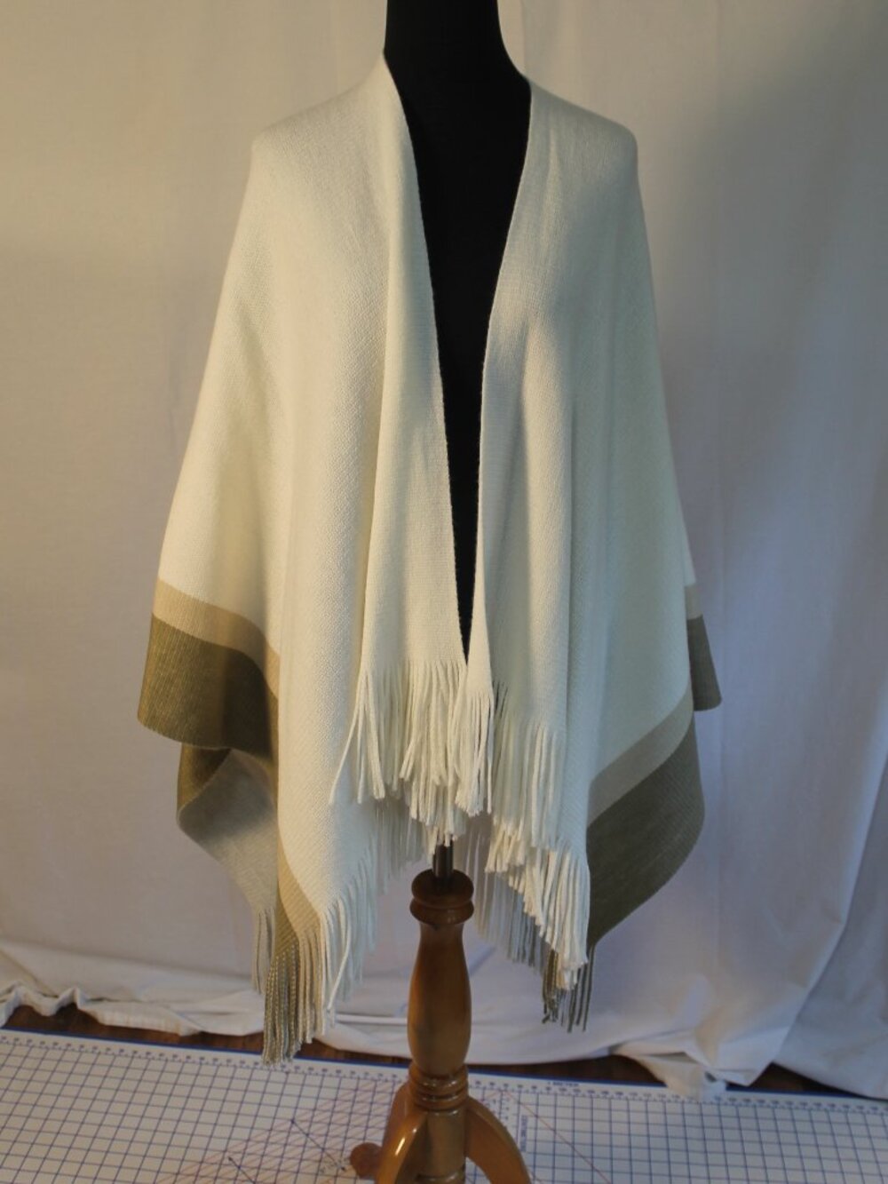 New York & Company Fringed Knit Serape Poncho Wrap